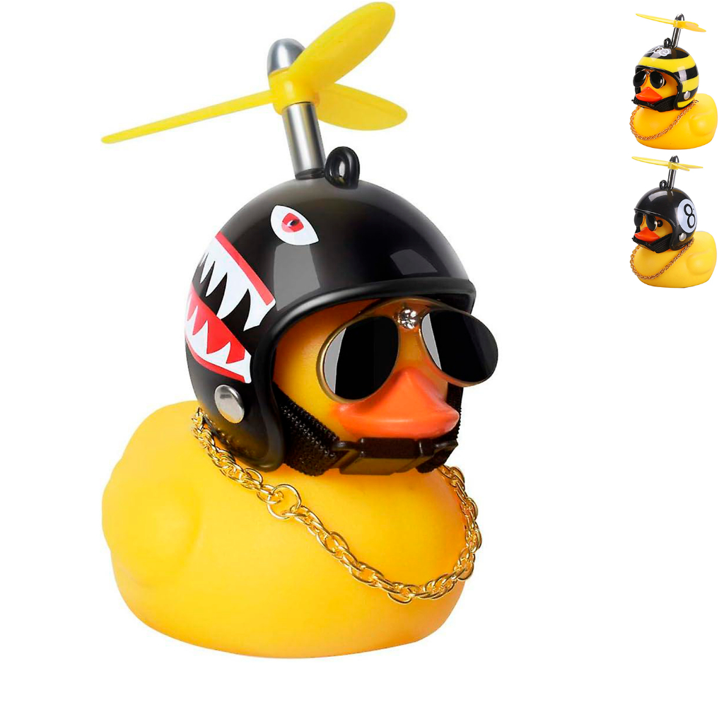Buzina Pato Amarelo De Capacete Carro Moto Guidão Bike Com Luz Led