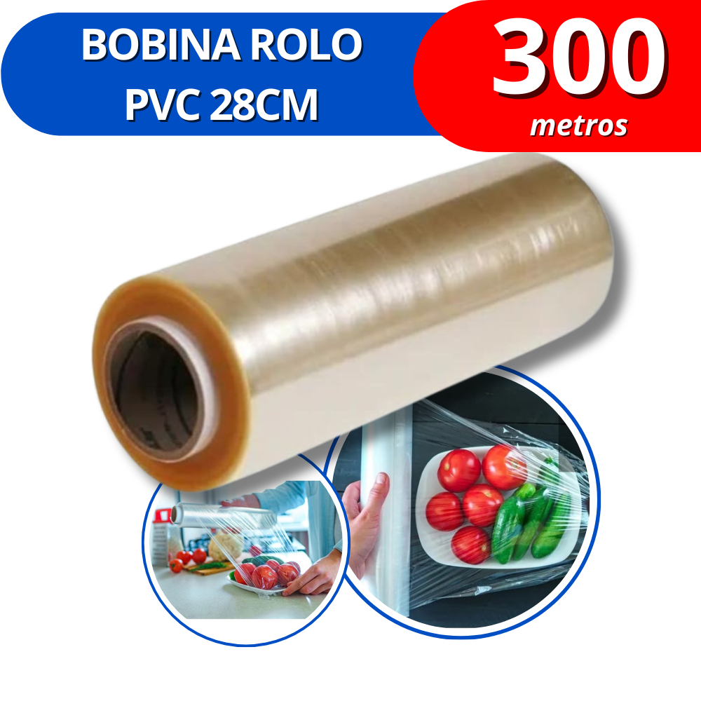Rolo Bobina Plástico Filme Pvc 28cm X 300 MTS