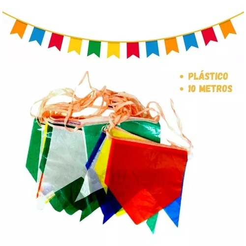 Promoção Bandeirinhas Festa Junina Seda Colorida 10 Metros | Shopee Brasil