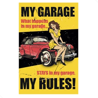 Quadro Placa Decorativa My Garage My Rules 5178 em Oferta na Shopee