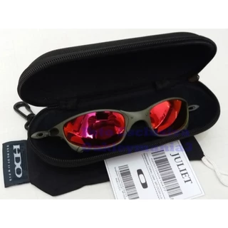 Oculos de Sol Juliet Vermelho Ruby Com Estojo Polarizado X-Metal Pinado Doublex Mars Promocao