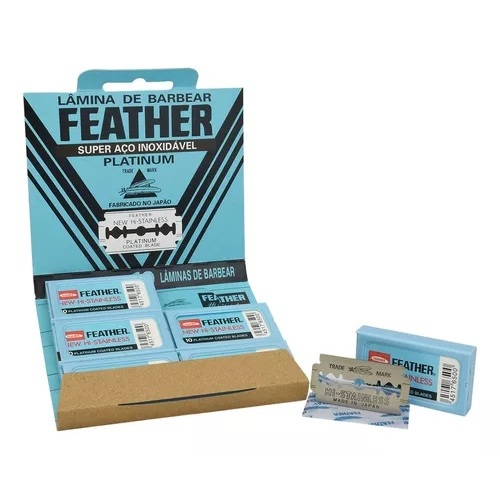 Kit 6 Feather Com 10 Lâminas Barbear Cada