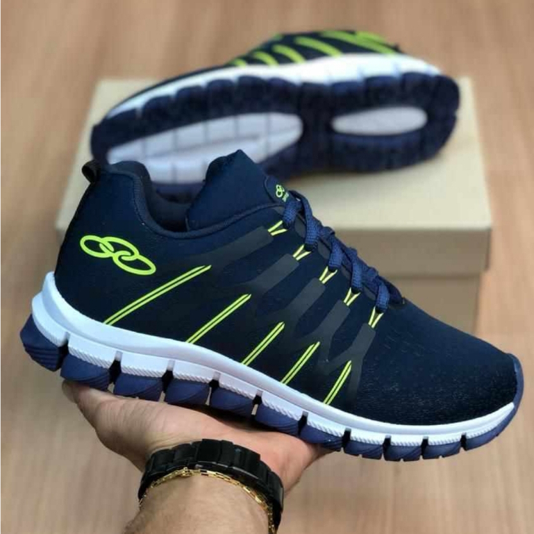 Tênis Olympik Academia: Maciez e Durabilidade para Praticar Esportes - Disponível em Azul Marinho e Preto, Do 38 ao 43, Envio Rápido