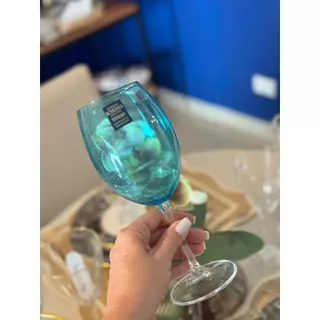 Unidade taça cristal vinho/água azul turquesa 580ml