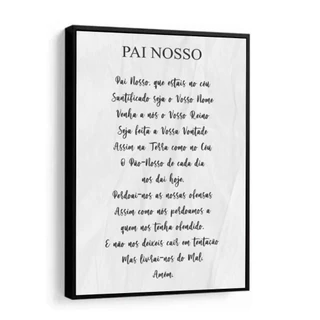 Quadro Decorativo Religioso Oração Pai Nosso Salmos Para Quarto Sala hall Casa Com Moldura e Vidro