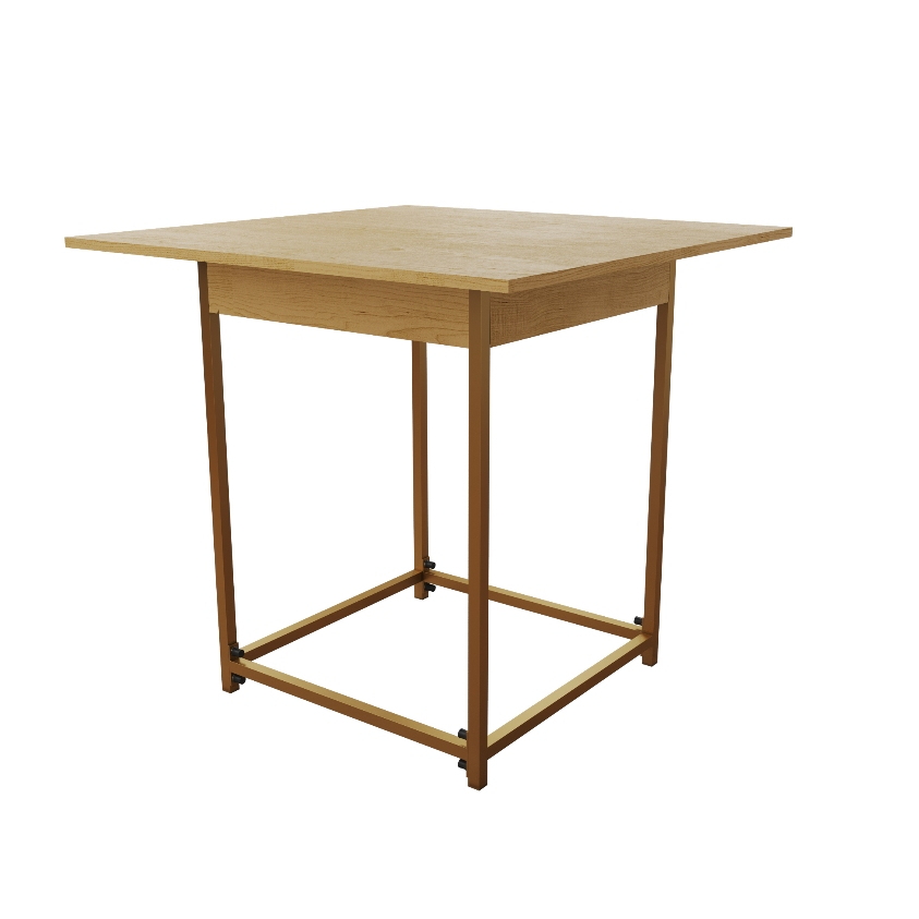 Mesa Industrial Mônaco Tampo Quadrado de Madeira 80cm Base de Ferro