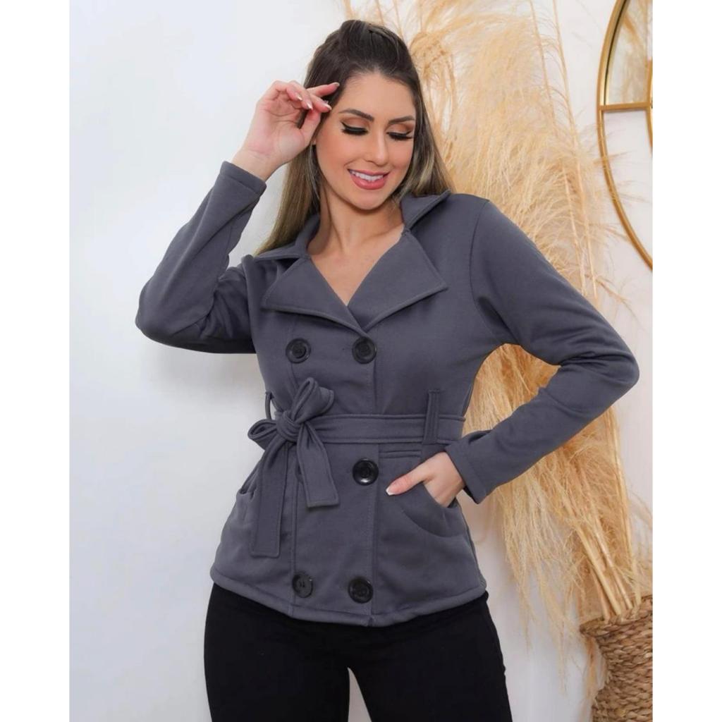 Casaco moletom de Botões Feminino Subretufo Curto de Frio Oferta