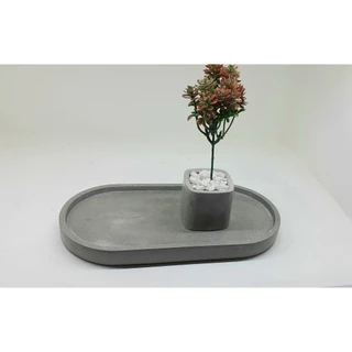 Kit Bandeja Decorativa de cimento cor natural 23 cm