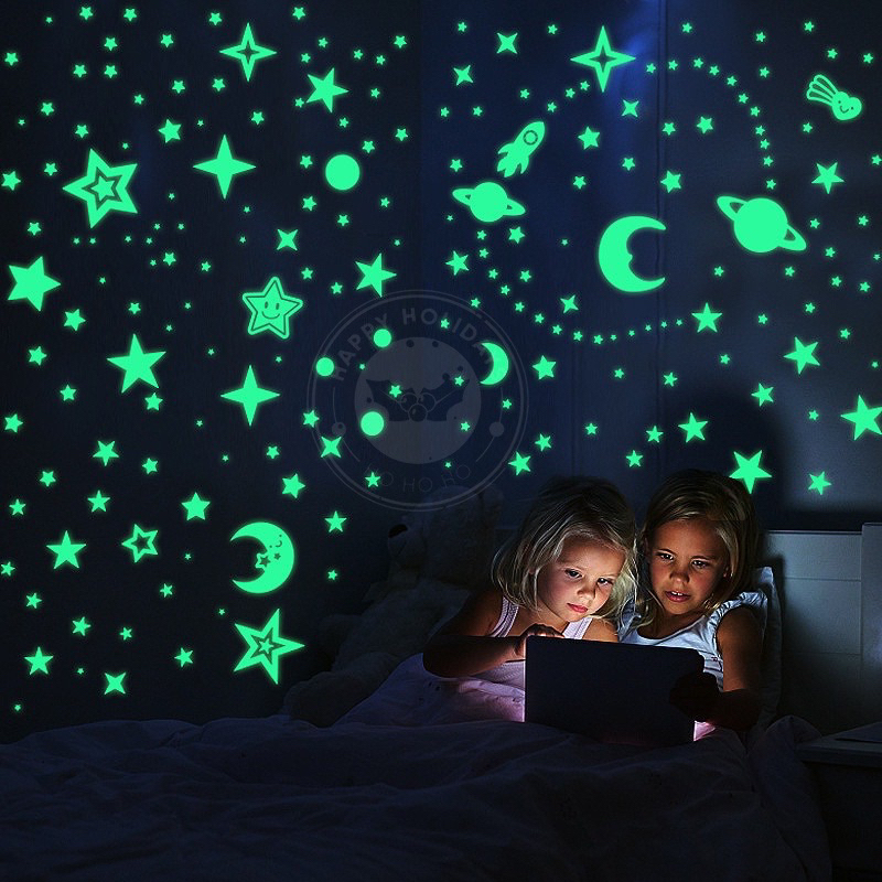 Adesivo Luminoso Que Brilha No Escuro Decor Quarto Infantil Estrela Lua Flocos Outros Modelos ACG