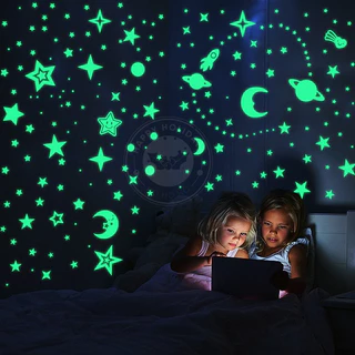 Adesivo Luminoso Que Brilha No Escuro Decor Quarto Infantil Estrela Lua Flocos Outros Modelos ACG