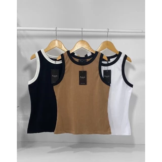 Regata Bicolor Feminina Ribana Canelada Premium Tendencia