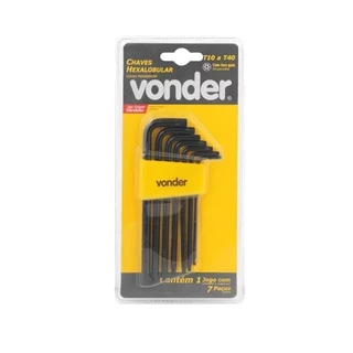 Jogo Chave Hexalobular T10 A T40 C/ Furo Guia Vonder Torx