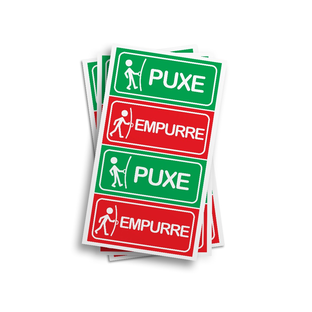 Cartela Adesivo "Puxe Empurre" Etiqueta De Sinalização