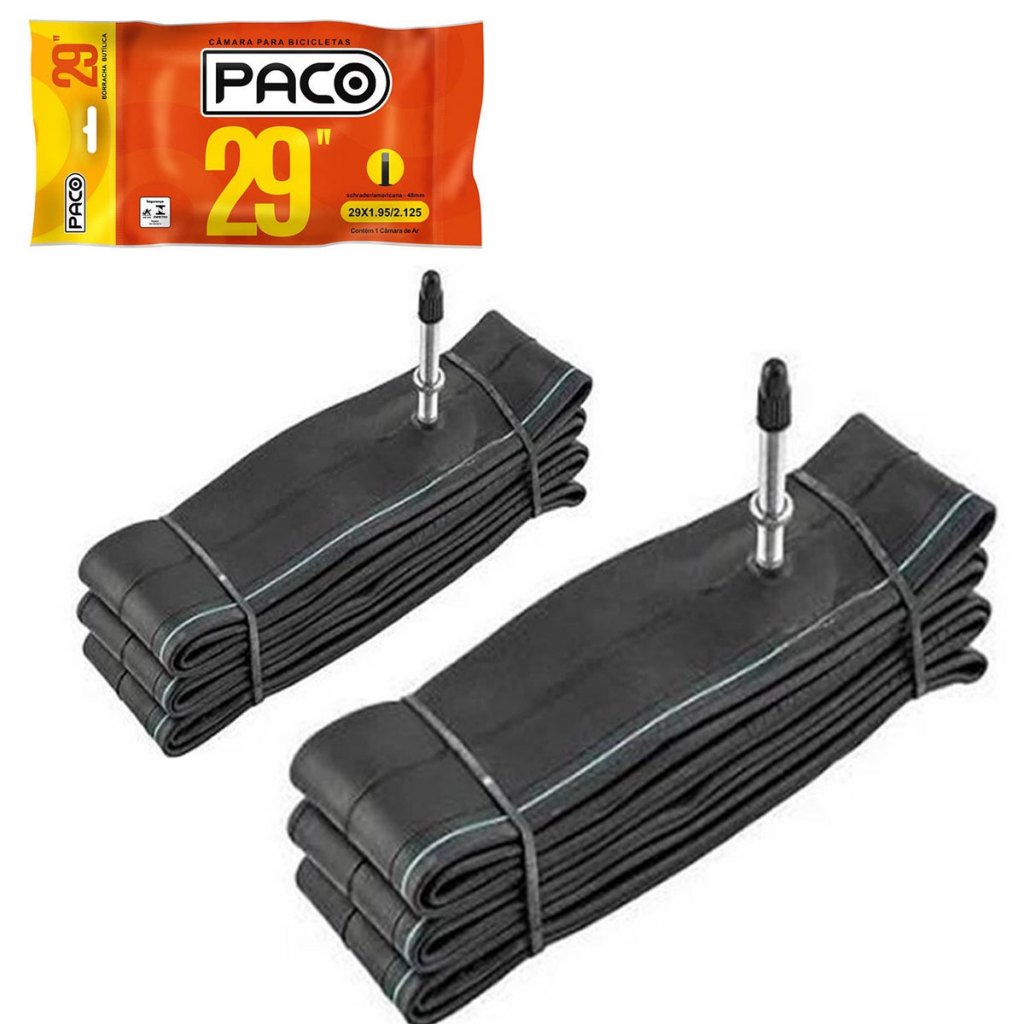 kit 2 Camara de Ar PACO aro 29 Original Bico fino Mtb Bike Bicicleta ...