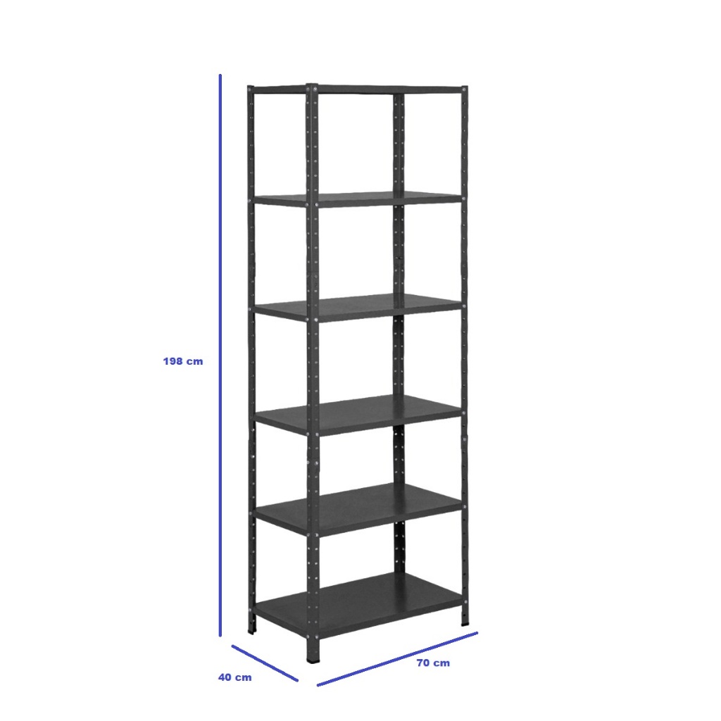 Estante 6 Prateleiras De Aço Livros Ferramentas Quarto Coz PL6 40cm profundidade
