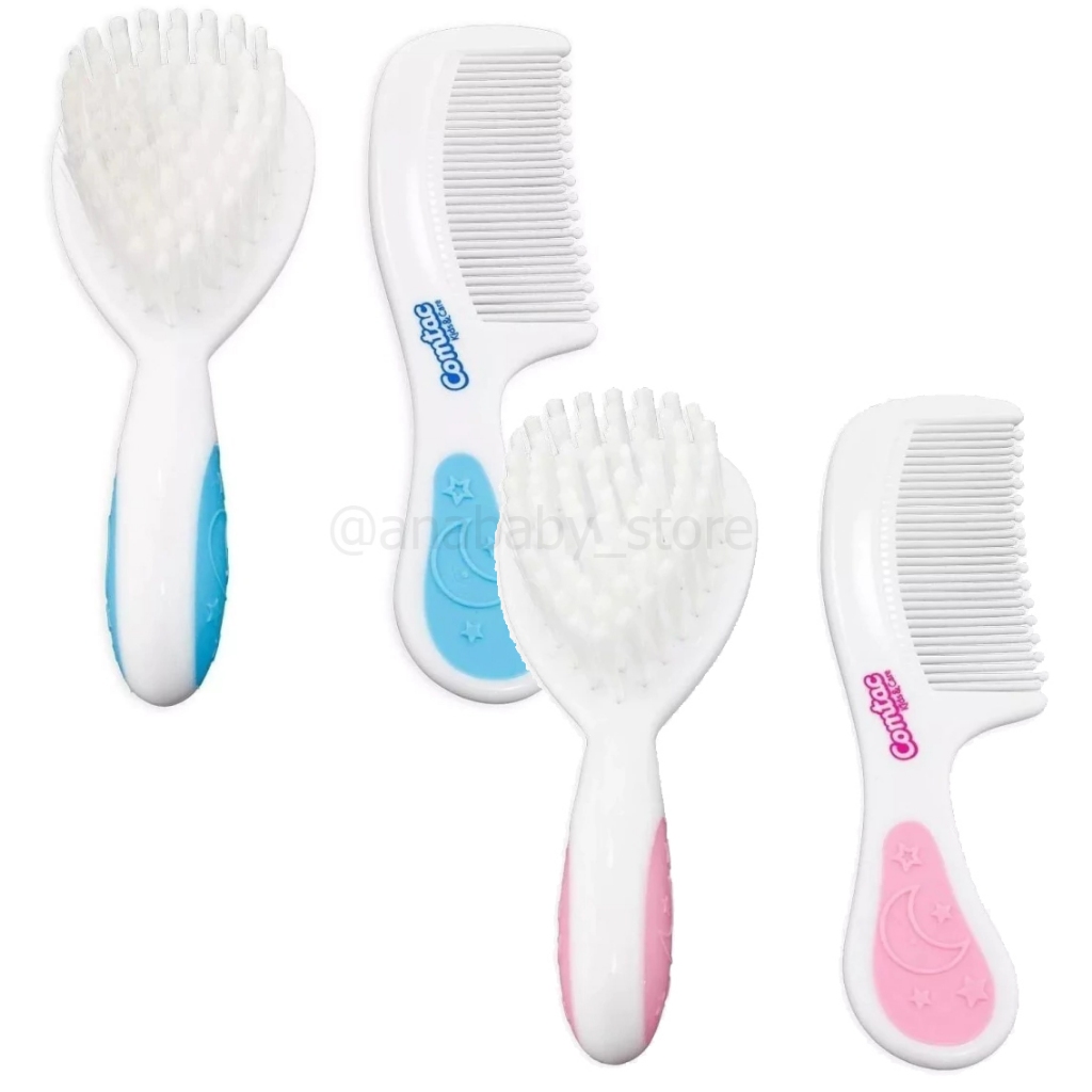 Kit pente e escova macia Azul comtac kids Pente bebe Escova e pente ...
