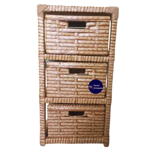 Gaveteiro 3 gavetas organizador e decoração 57x30x30 de fibra sintética cor canela