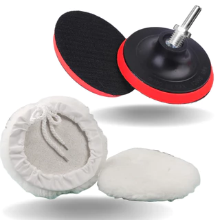 Kit Polimento Suporte M14 + Boina De Lã 125mm Com Adaptador Para Furadeira Parafusadeira Esmerilhadeira Lixadeira Disco De Borracha Velcro Polir Automotivo 5 Polegadas