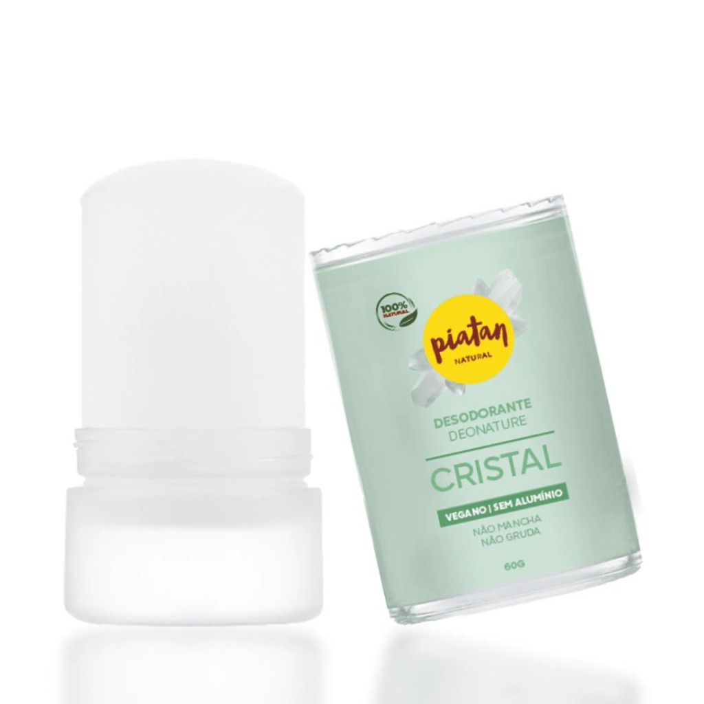 Desodorante Cristal Stick Pedra Alunita Mineral Vegano de Origem Natural Unissex Sem Cheiro 60g