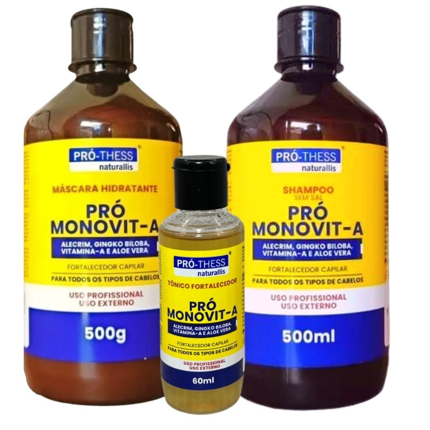 Kit Monovit A Shampoo 500ml Máscara 500g Tônico 60ml Pro Thess Cresci ...