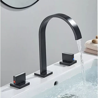 Torneira Lavabo Banheiro Duplo Comando Bica Alta Açoinoxidável Misturador Luxuoso Dourado e Cinza Cromado em Oferta na Shopee