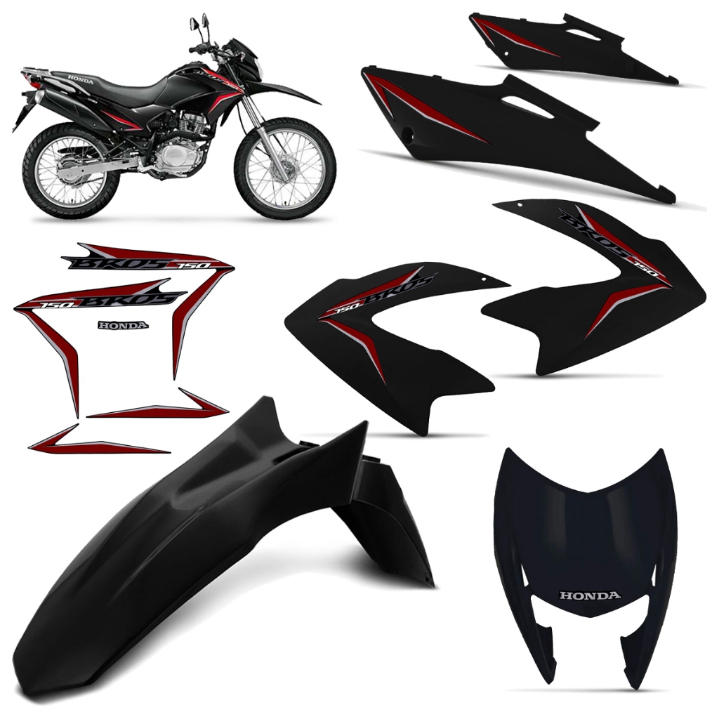 Kit Carenagem Nxr 150 Bros 2013 Preta Adesivos