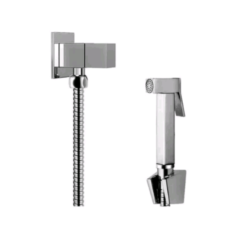 Ducha Higiênica Quadrada Luxo Completa ¼ Volta Cromada