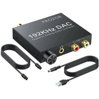 Conversor Áudio Digital Coaxial Toslink Spdif Rca P2 3.5mm (fone de ouvido) Volume DAC 192kHz Cabo Óptico Prozor Neoteck