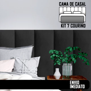 Cabeceira Cama Box Casal COURINO Kit 7 PEÇAS Modular Estofada Adesiva em Modulos de 60x20cm Modulada Placa de Parede