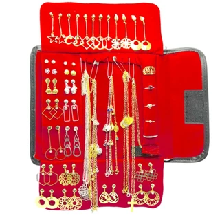 Kit Semi Joia Com 100 peças Dourado e Prateado Folheados a Ouro e Prata Para Revenda Com Mostruário