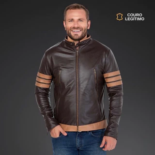 Jaqueta de Couro Legítimo Masculino Modelo Wolverine