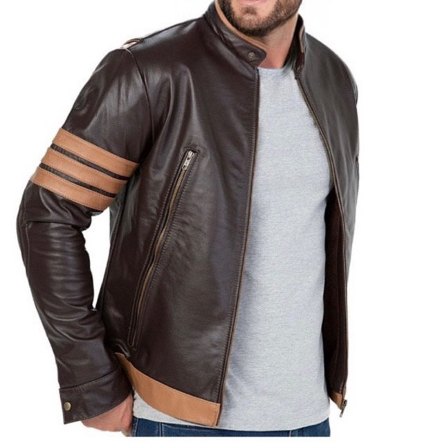 Couro Masculina Jaqueta Wolverine Couro Legitimo Jaqueta De Couro