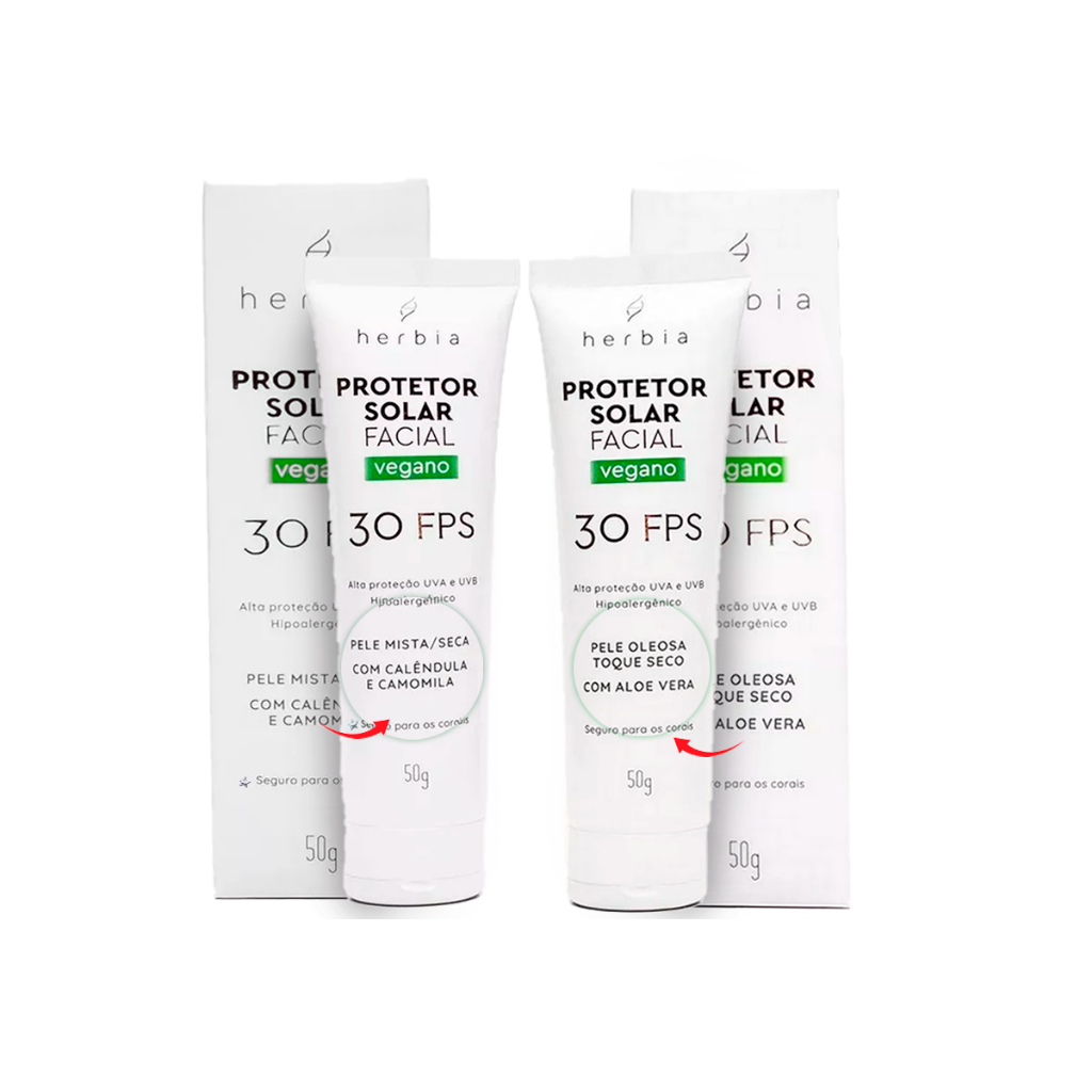 Protetor Solar Rosto Facial Herbia FPS 30 Pele Mista Seca Ou Oleosa 50g ...