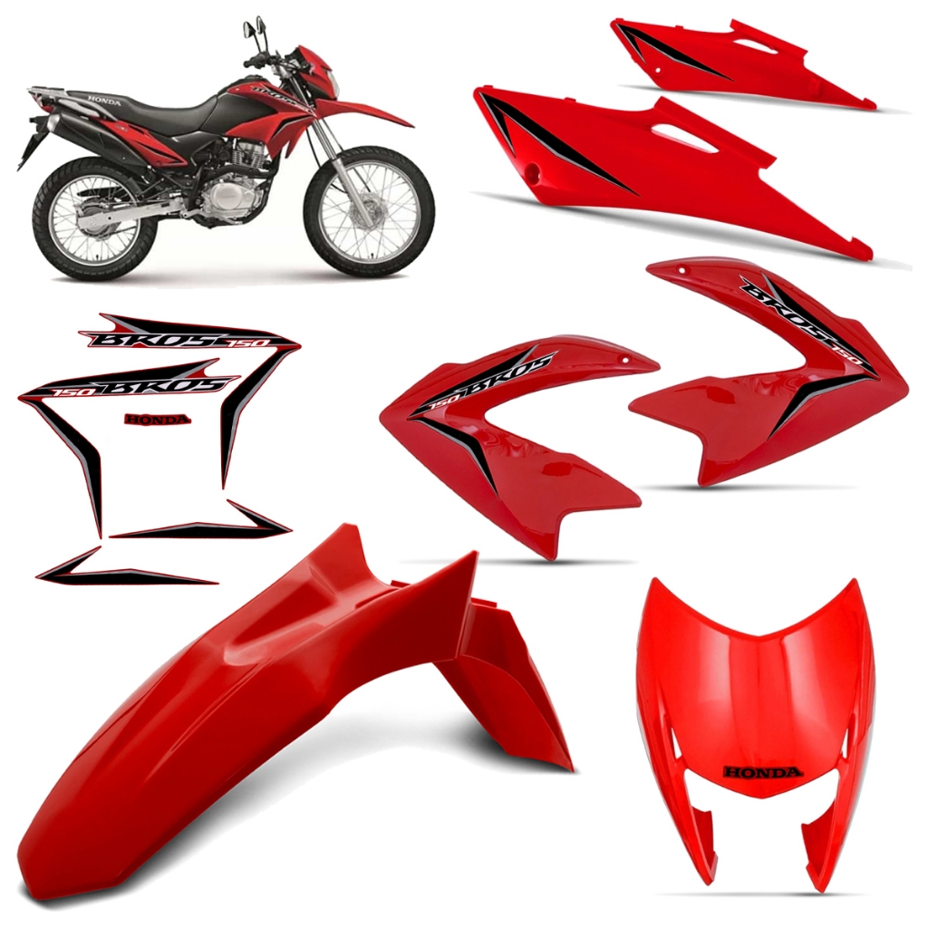 Kit Carenagem 150 Bros 2013 Vermelho Com /adesivos | Shopee Brasil