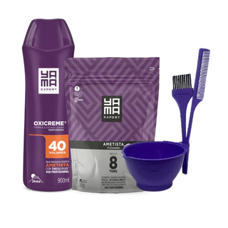 Kit Clareador Yama Pó Descolorante Ametista 300g + Água Oxigenada Ametista 40V 900ml + Kit Preparo