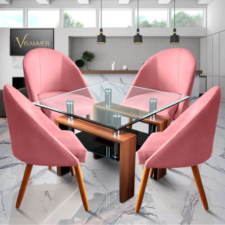 Cadeira Poltrona Meia Lua Estofada Confortável Veludo Para Mesa Jantar Cozinha Recepção Penteadeira Visammer