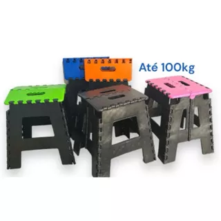 Banquinho Banqueta Dobrável De Plástico Até 100 Kg Resistente Para Viagem-3XZ