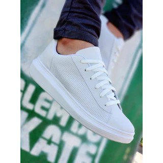 Tênis Sneaker Sapatênis Masculino Casual Social Branco Clássico Respirável