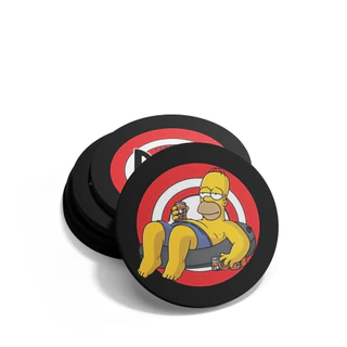 Porta Copos bolacha descanso de copo Personalizado Homer Simpsons cerveja Duff - kit com 6 porta copos mdf 9x9 cm 3mm