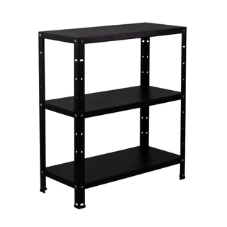 Estante Armario De Aço Premium 68cm Altura 3 Bandejas Preto Suporta 90kg