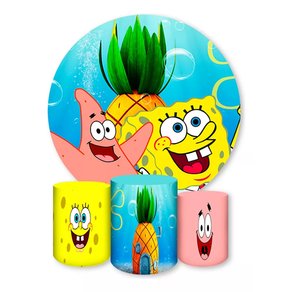 Kit Capa De Painel Redondo Trio Capa De Cilindro Decora O De Festa Tema Bob Esponja Shopee