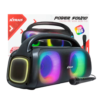 Caixa de Som com Microfone Bluetooth Amplificador LED Sem Fio Xtrad Grande Potente