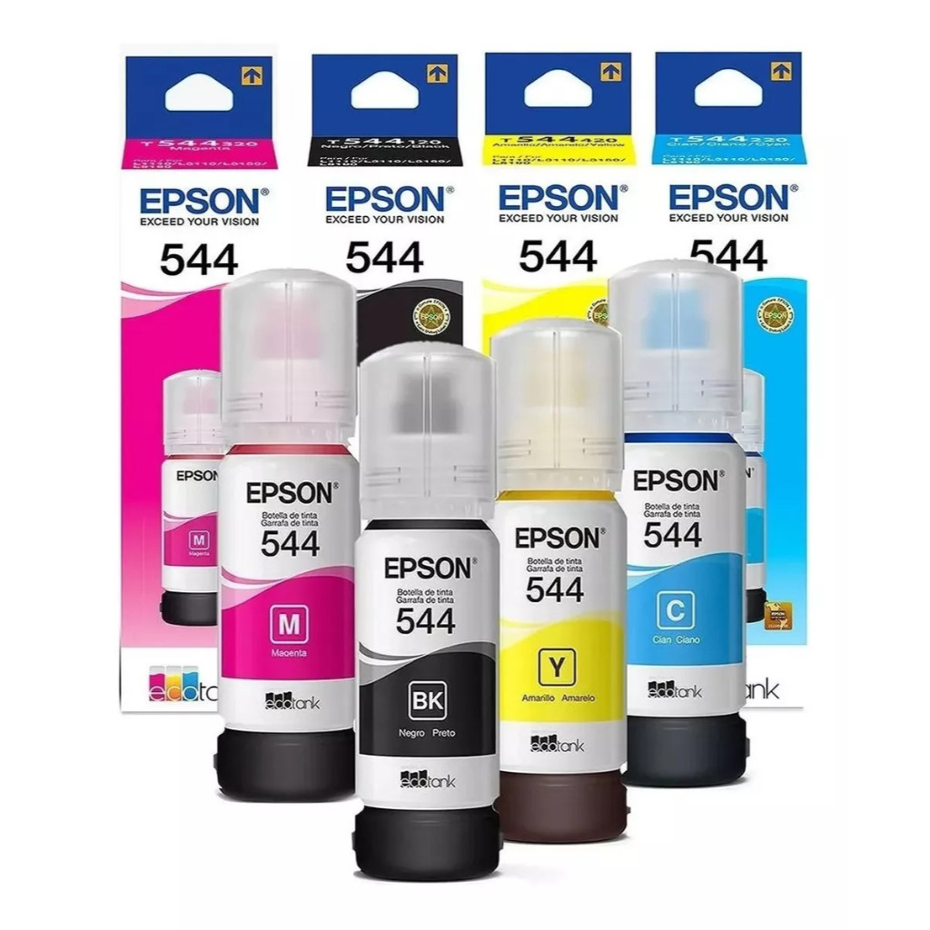 Kit 4 Refil Tintas T544 Original L1110 L3110 L3150 L3160 L3210 L3250 L5190