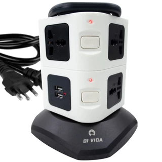 Torre De Tomada Elétrica Com 3 Entradas Universais E 2 Usb