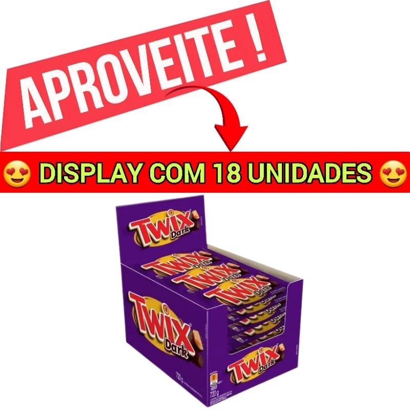 TWIX DARK DISPLAY COM 18 CHOCOLATES DE 40g | Shopee Brasil