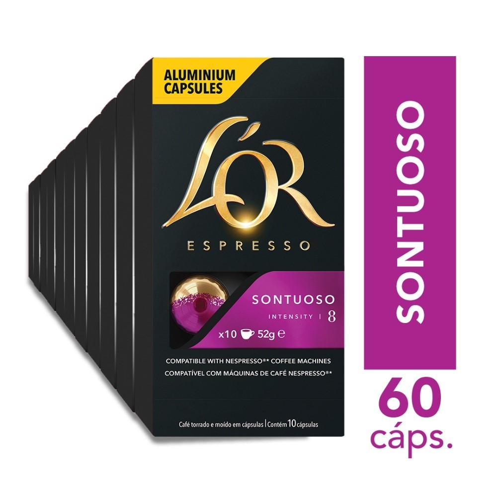 Kit 60 Cápsulas De Café LOR SONTUOSO - Compatível Nespresso - Cápsulas em Alumínio Intensidade 8