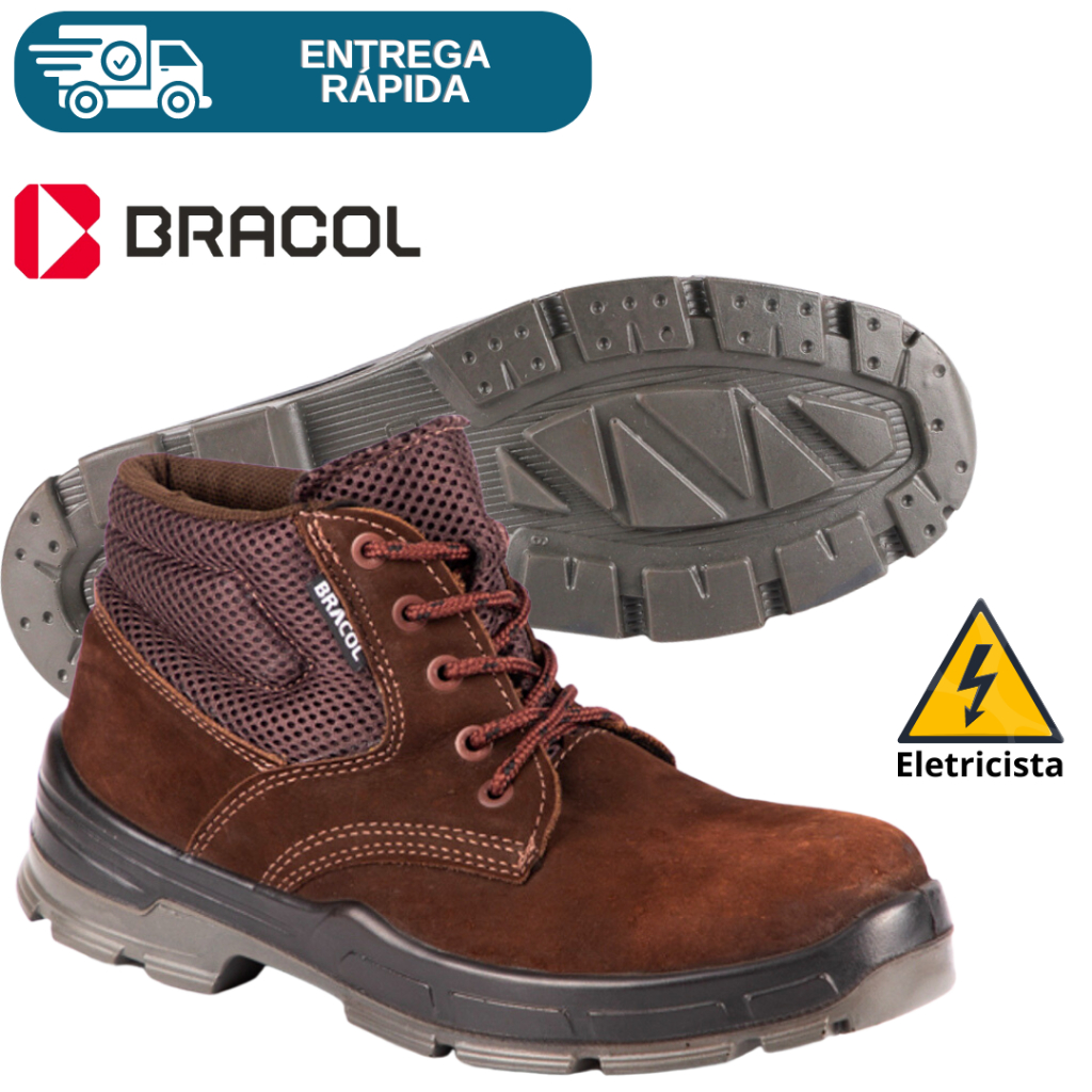 Botina Bota De Segurança Nobuck Bico De PVC Bracol Bae Original Para ...