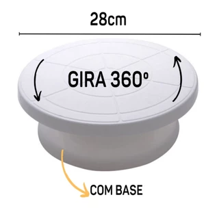 Base Giratória Bailarina Plástico Plataforma Giratória 28CMx7CM Confeitar Bolo Torta Fácil