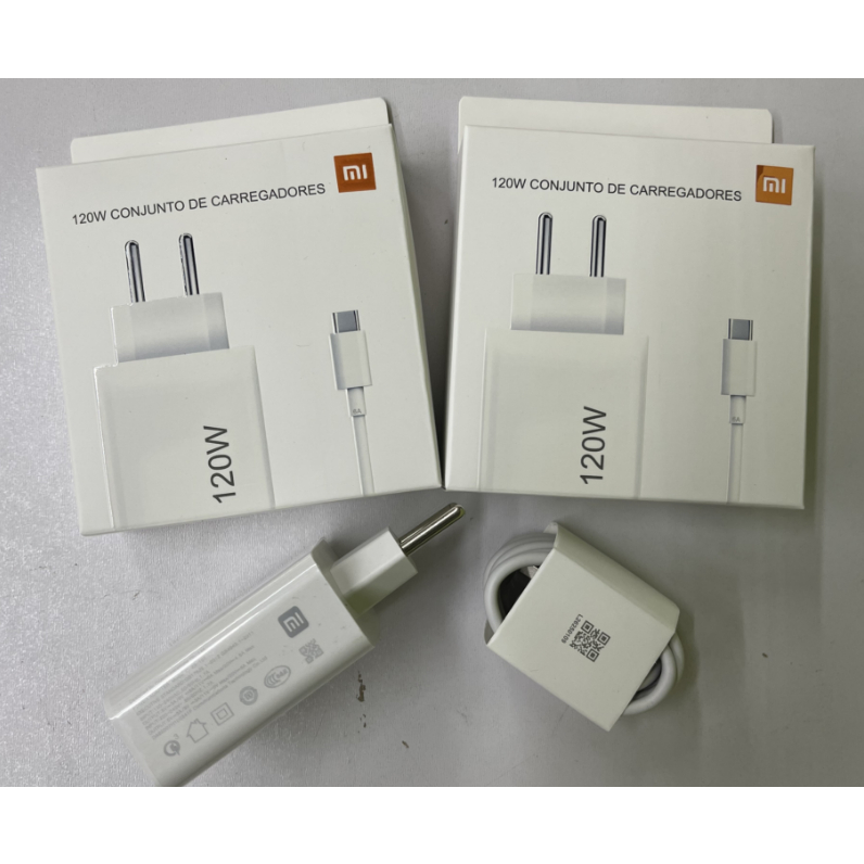Xiaomi 120W Carregador Completo Turbo Power Cabo USB + Cabo Tipo C