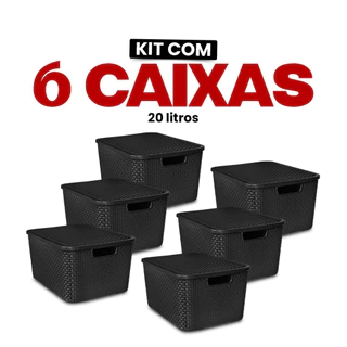 Kit Com 6 Caixas Organizadoras 20 Litros rattan Para Uma Melhor Organização Empilhável .